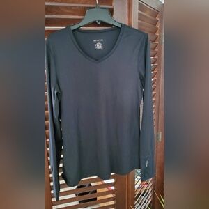 Hottotties Classic Black Long Sleeve V-Neck Top Large